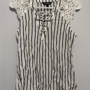 Express Lace-Up Striped Blouse